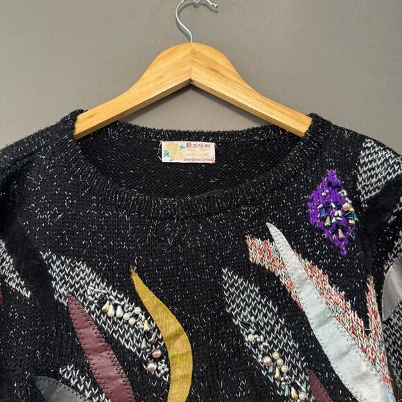 Vintage Hand Knit Women’s Sweater Shanghai China Size Large 80s Style - Picture 6 of 10